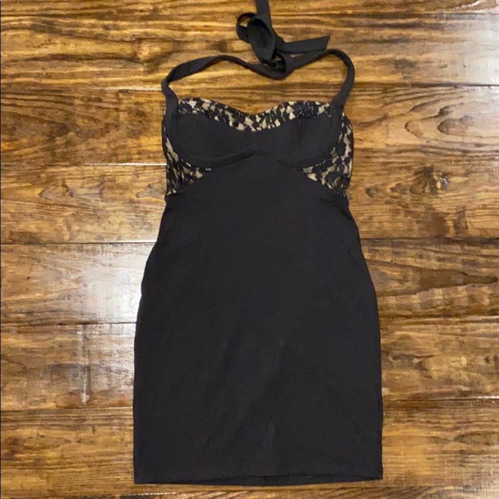 Black Bodycon halter with lace detail
